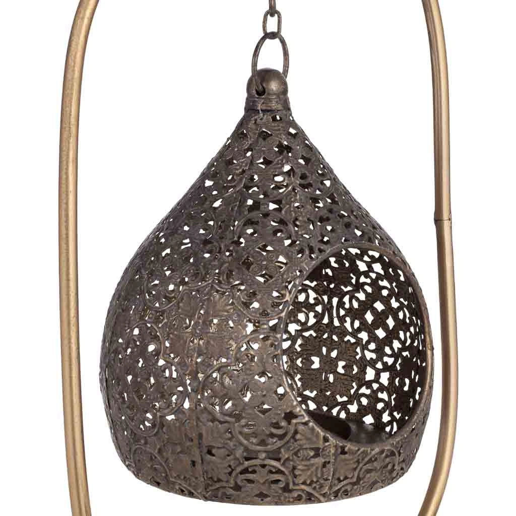 Portacandele in metallo dorato 23x16,5x51h cm