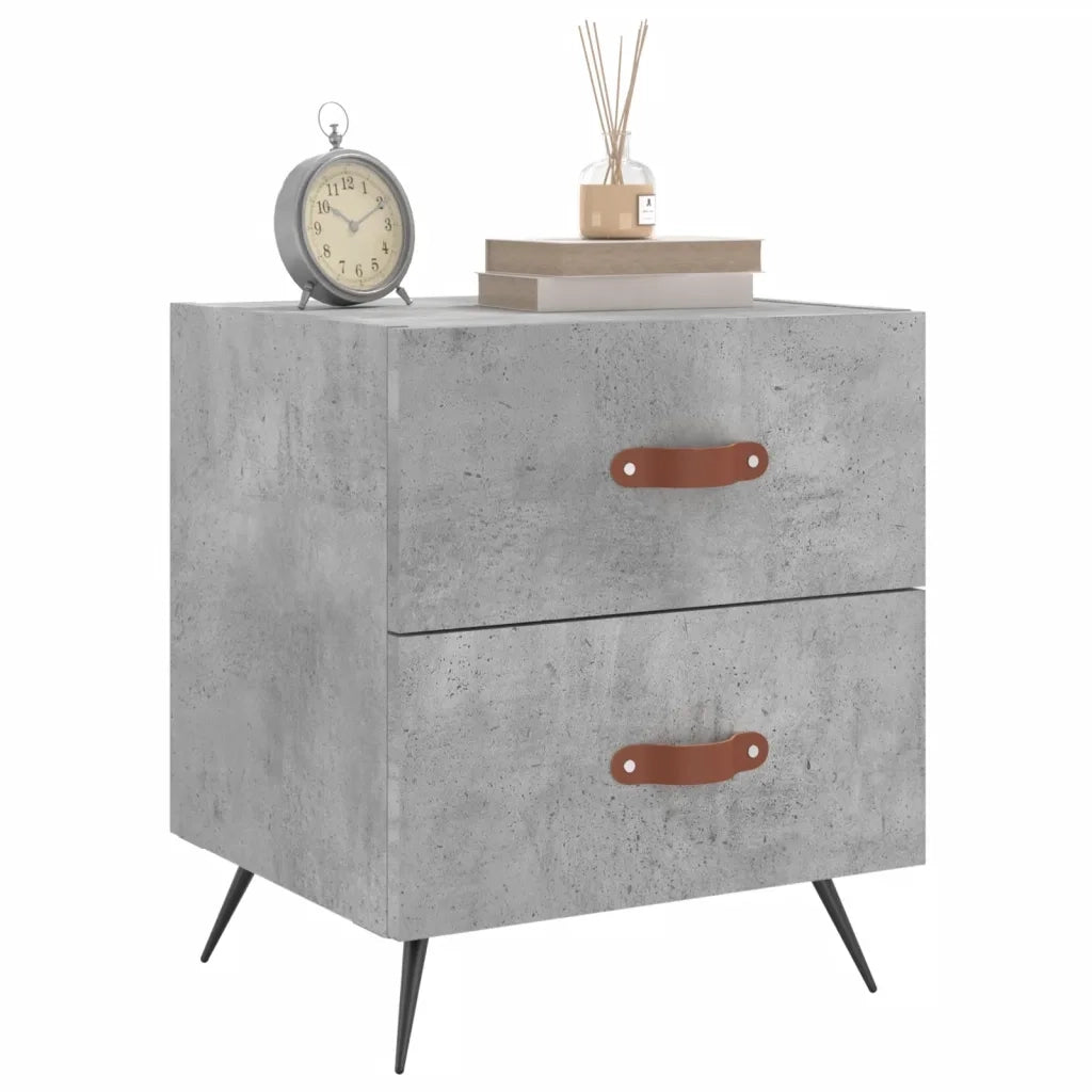Comodino Grigio Cemento 40x35x47,5 cm in Legno Multistrato 827252