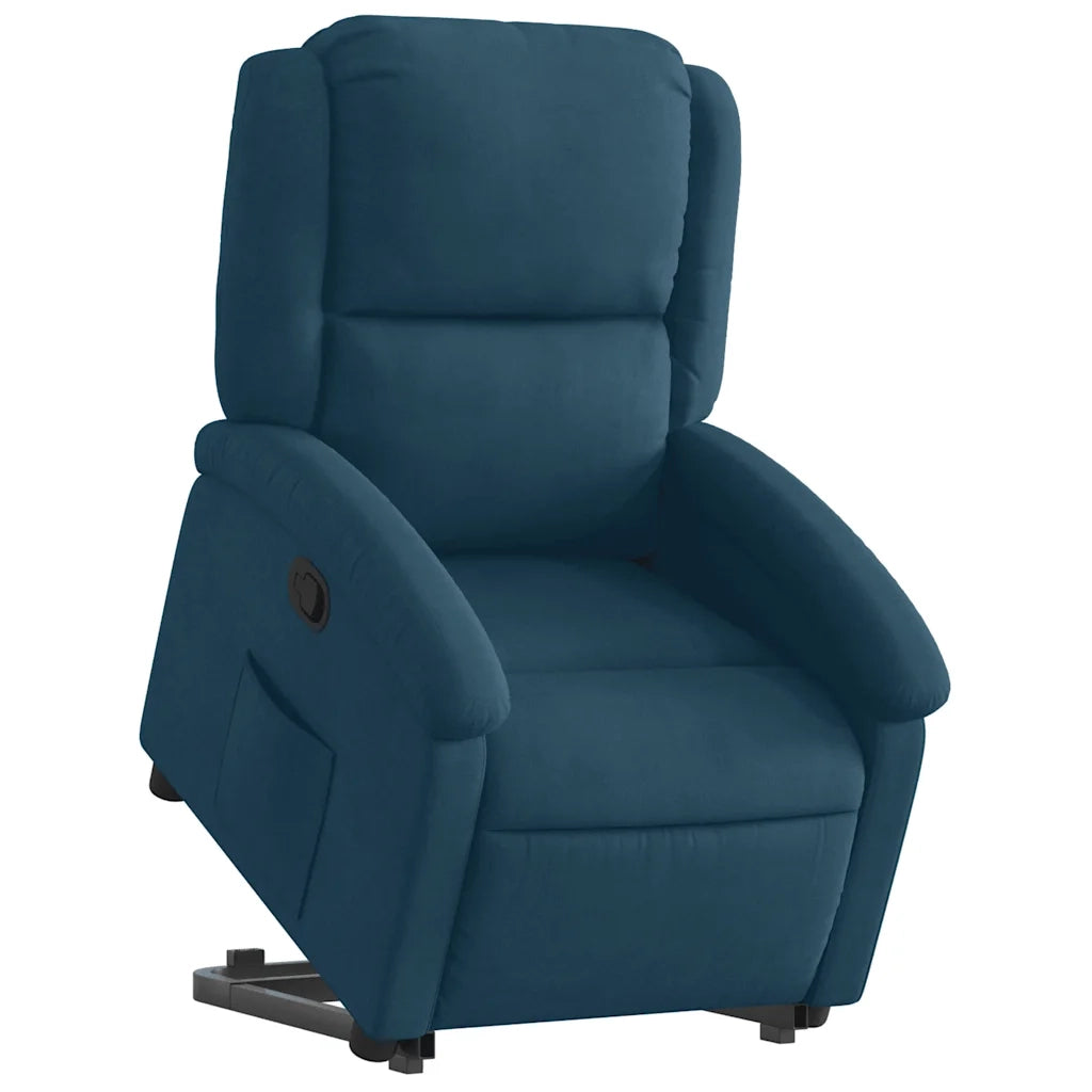 Divano Sedia-Poltrona Alzapersona Reclinabile Blu in Velluto