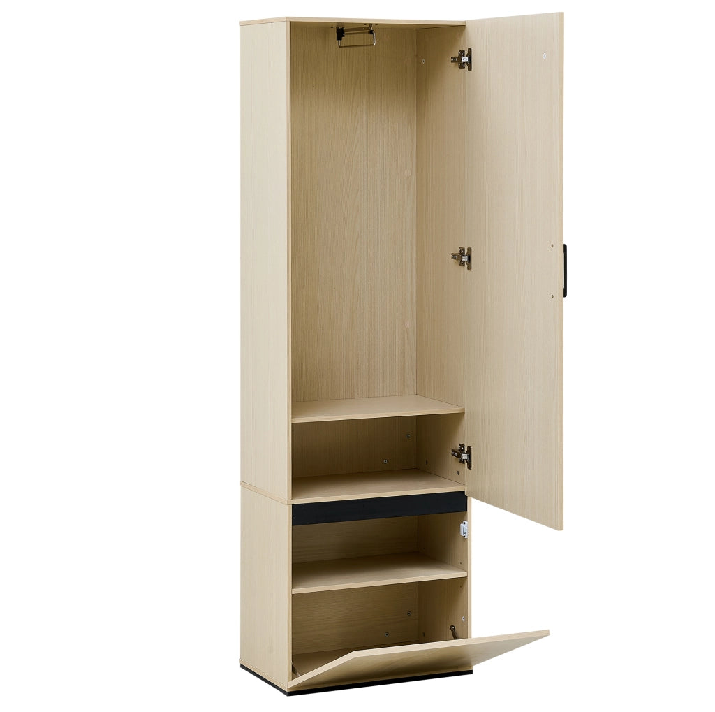 Set ingresso con specchio e panca; salvaspazio; in MDF; naturale
