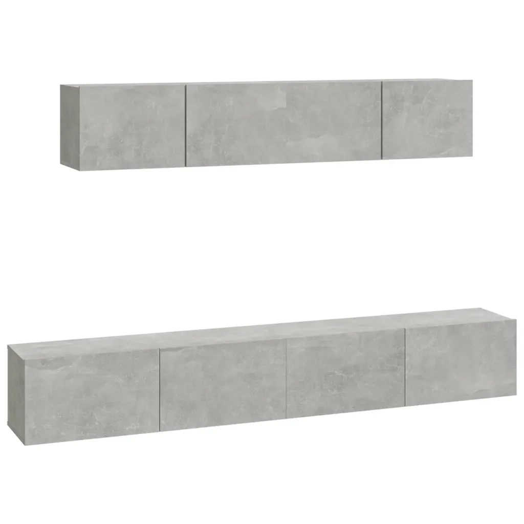 Set di Mobili Porta TV 4 pz-Credenza per TV Grigio Cemento in Legno Multistrato 399628