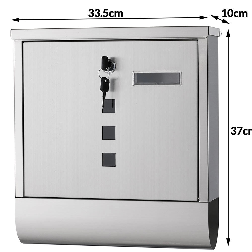 Cassetta Porta Posta Acciaio Antiruggine 37x33.5x10 cm 2 Chiavi Porta Giornale