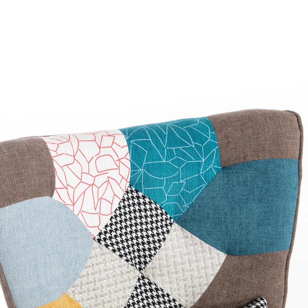 Set poltrona con poggiapiedi con cuscino per schiena in schiuma multicolore