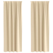 Tende Oscuranti | Tende Blackout con Anelli 2 pz Crema 225 x 140 cm Poliestere