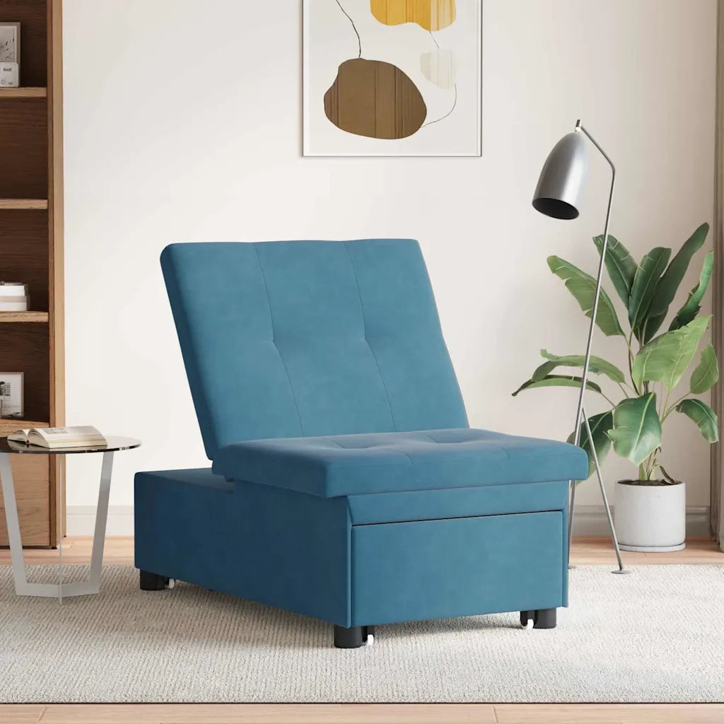 vidaXL Divano Letto Blu 67 x 194 x 38 cm Velluto