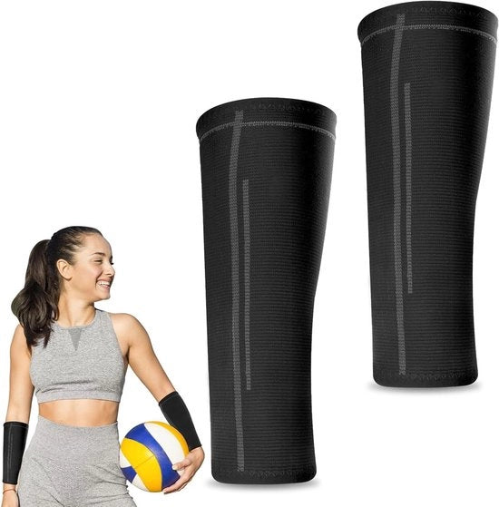 Bracciali Sportivi per Gomiti per Volley - Nero - Ragazze Giovanili - Maniche Compressive