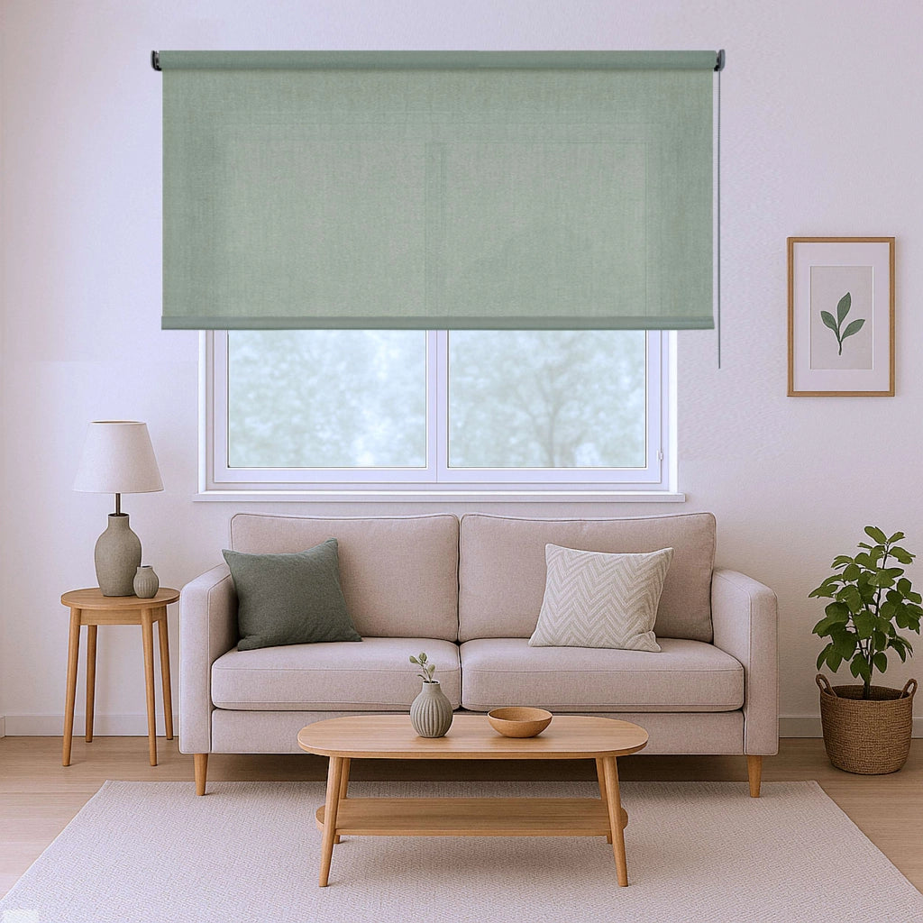 Tenda a Rullo Filtrante, Tenda Avvolgibile Traslucida Liscia Per Finestre e Porte Verde 100x250 cm