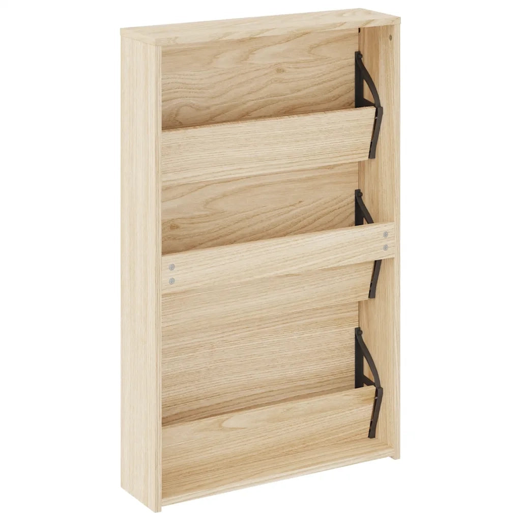 Scarpiera a 3 Strati con Specchio Rovere 63x17x102,5 cm cod mxl 52300