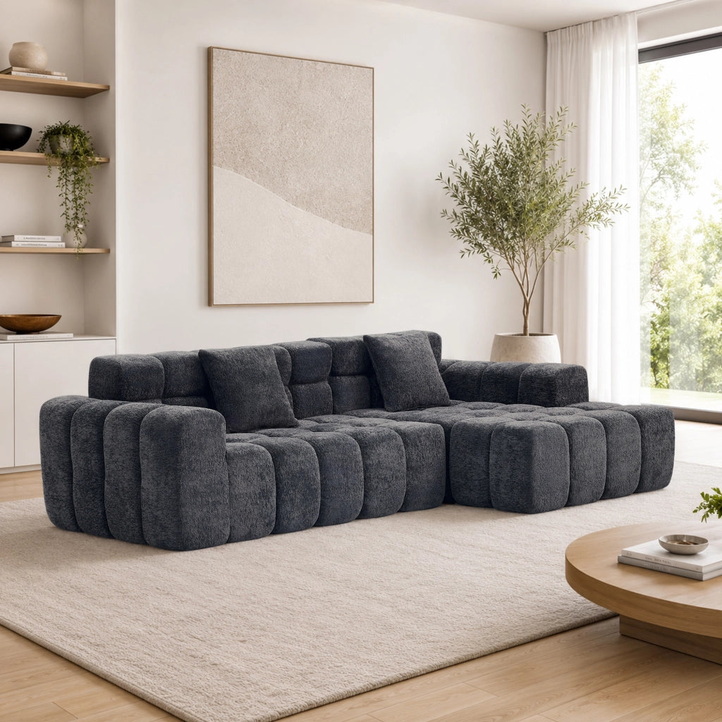DIVANO Modulare 249,94 cm in Velluto Grigio Antracite