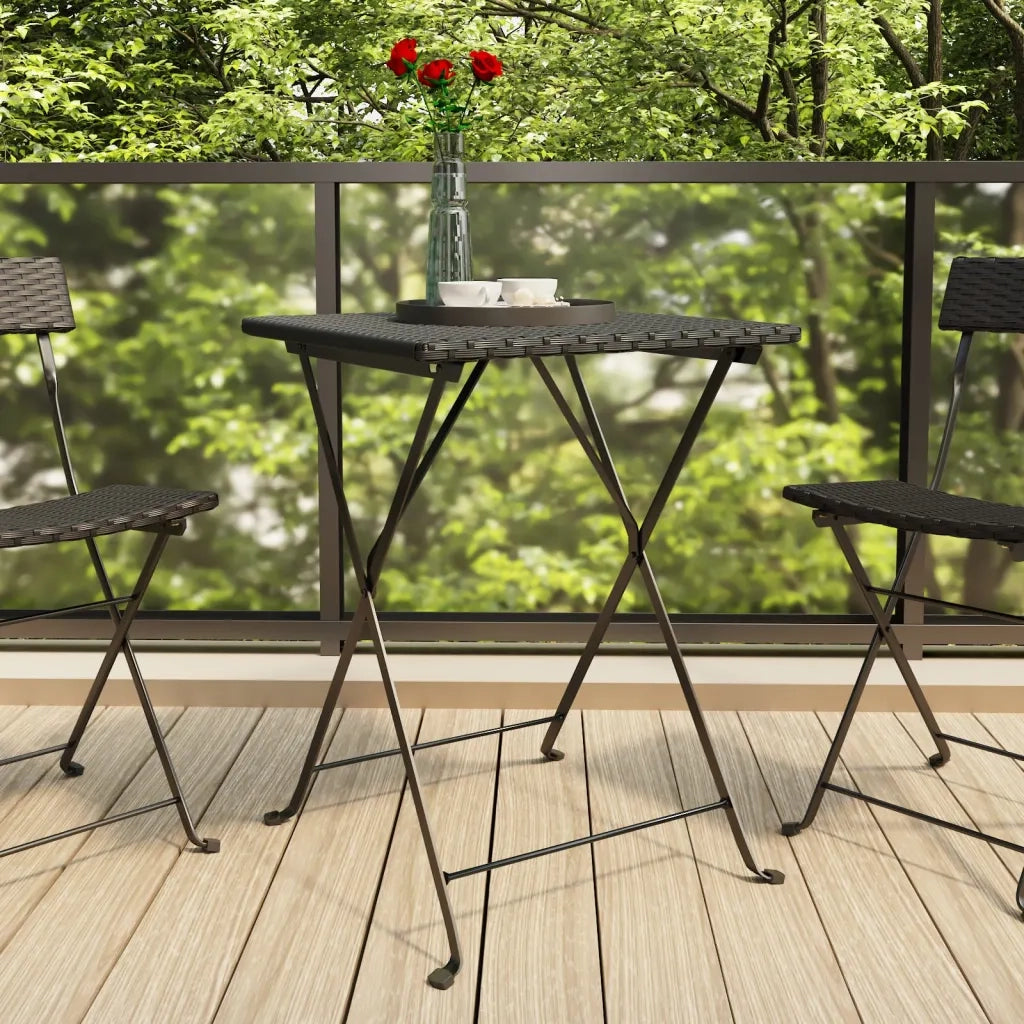 Tavolo Pieghevole da BistrÃ² Nero 55x54x71 cm Polyrattan cod mxl 34370