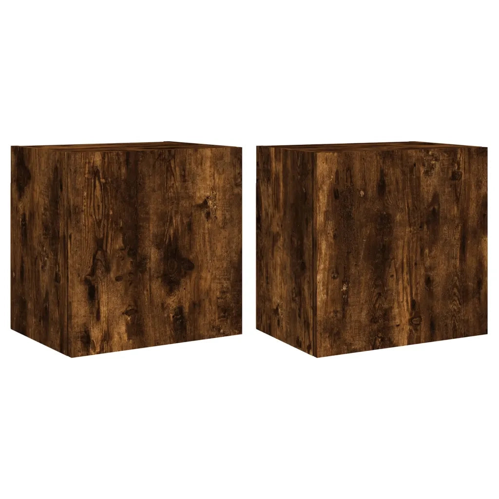 Mobili TV Parete 2pz | Armadietto TV | Mobile Porta TV Rovere Fumo 40,5x30x40cm Legno Multistrato