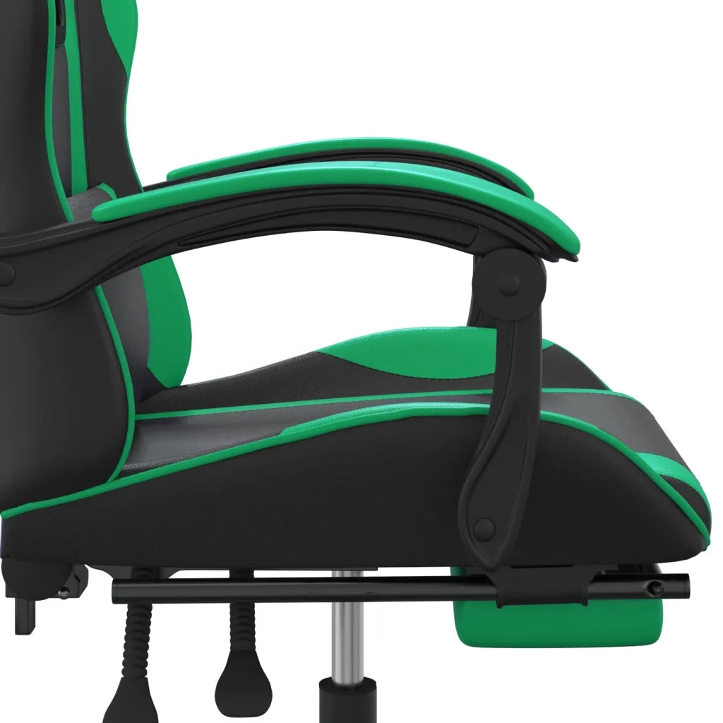 Sedia da Gaming | Sedia da e-sports Girevole con Poggiapiedi Nero Verde Similpelle
