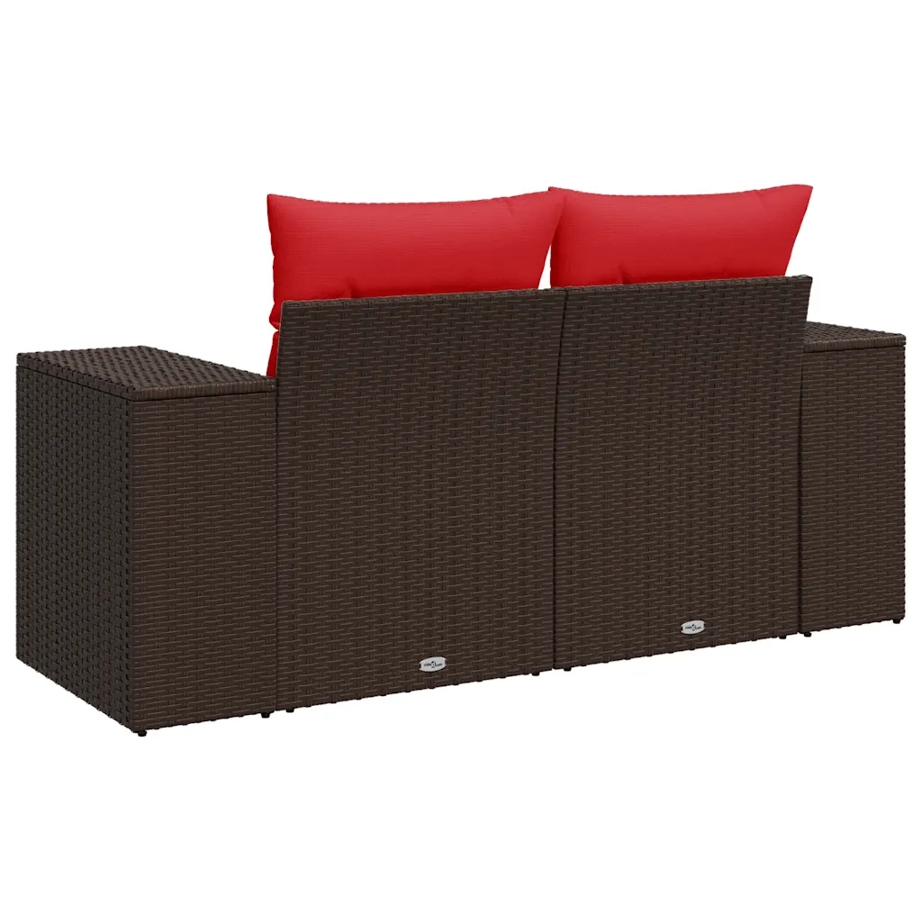 Divano da giardino con cuscini a 2 Posti-Sofa da Giardino-Divano da esterno marrone in polyrattan 826653