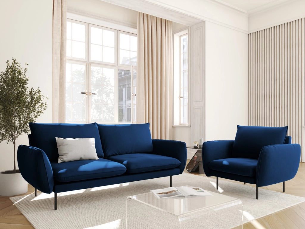 Cosmopolitan Design - Divano "Vienna" 2 posti in velluto blu reale 