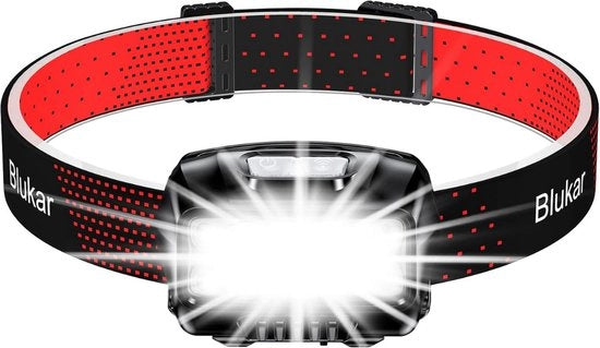 Lampada da Testa LED Ricaricabile - Con Sensore di Movimento - 8 Impostazioni - Inclusa Batteria - Per Campeggio, Corsa, Pesca, Escursioni