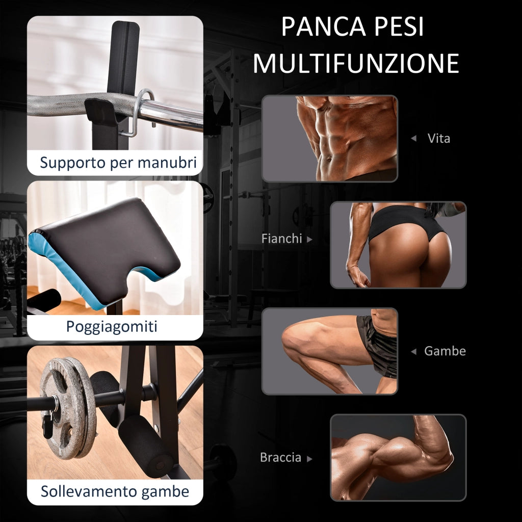Sedia con schienale regolabile e supporto bilanciere ¨C zephmum ¨C Nero e Blu, Acciaio e PU, 155x56.5x120 cm