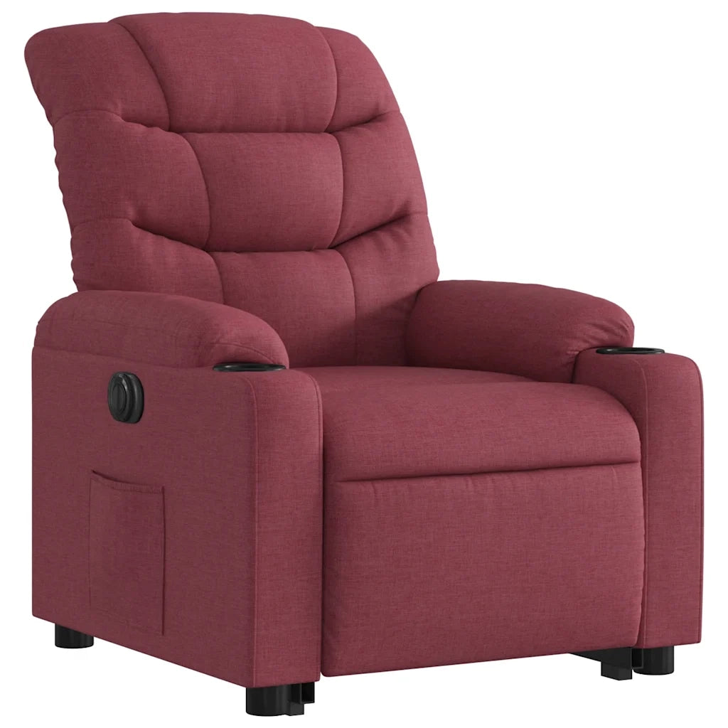 Poltrona Alzapersona Reclinabile Elettrica Rosso Vino Tessuto 3206666