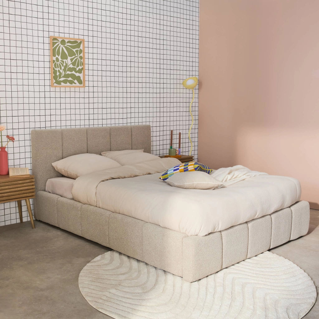 Struttura letto con contenitore e testiera 140cmx190cm, imbottita