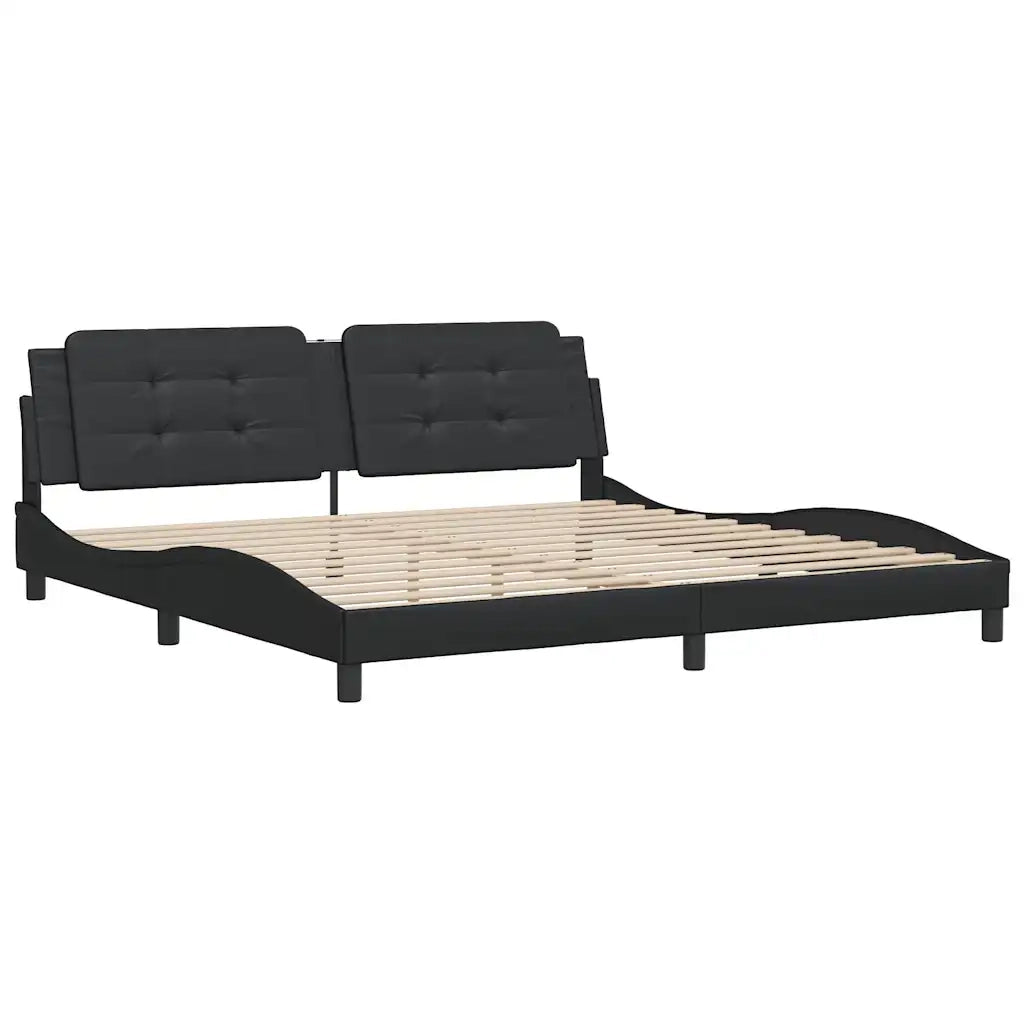 Letto matrimoniale | Letto per adulti | Giroletto senza Materasso Zadar Nero 200x200 cm in Similpelle