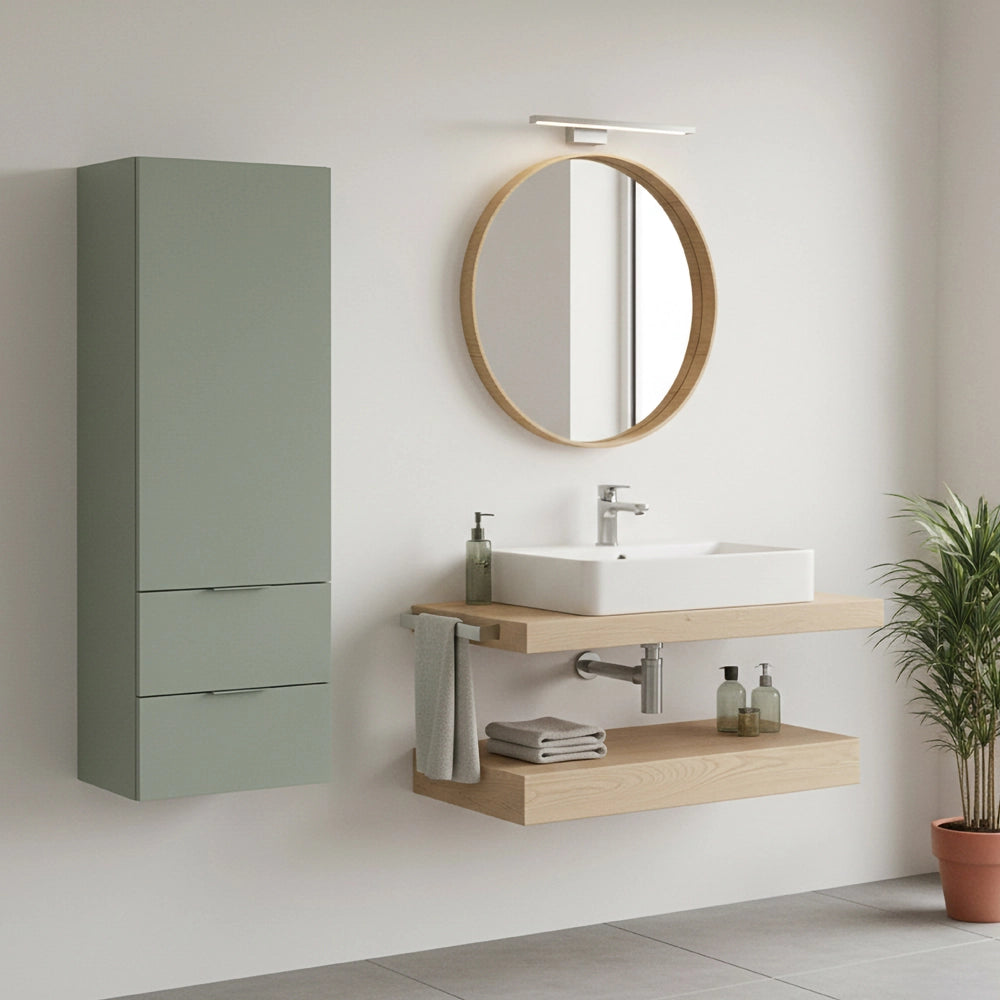 Colonna bagno sospesa 110 cm salvia opaco con anta e cassetti Matisse