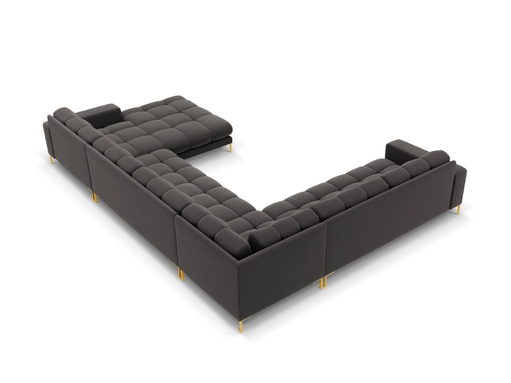 Cosmopolitan Design - Divano panoramico sinistro "Bali" 7 posti in velluto grigio scuro 