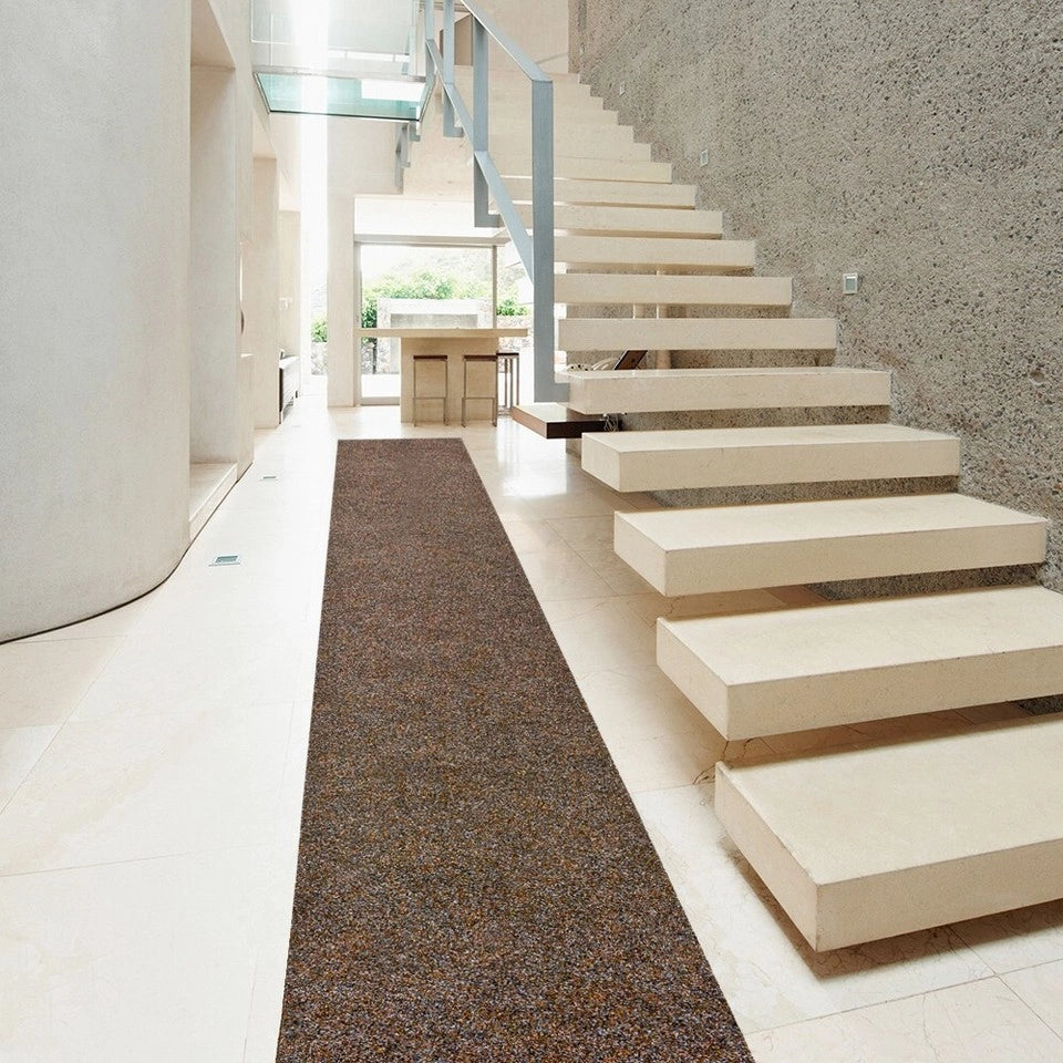 Passatoia 50x200 cm Corridoio Agugliato Moquette Corsia Marrone Zerbino Esterno Interno Negozio