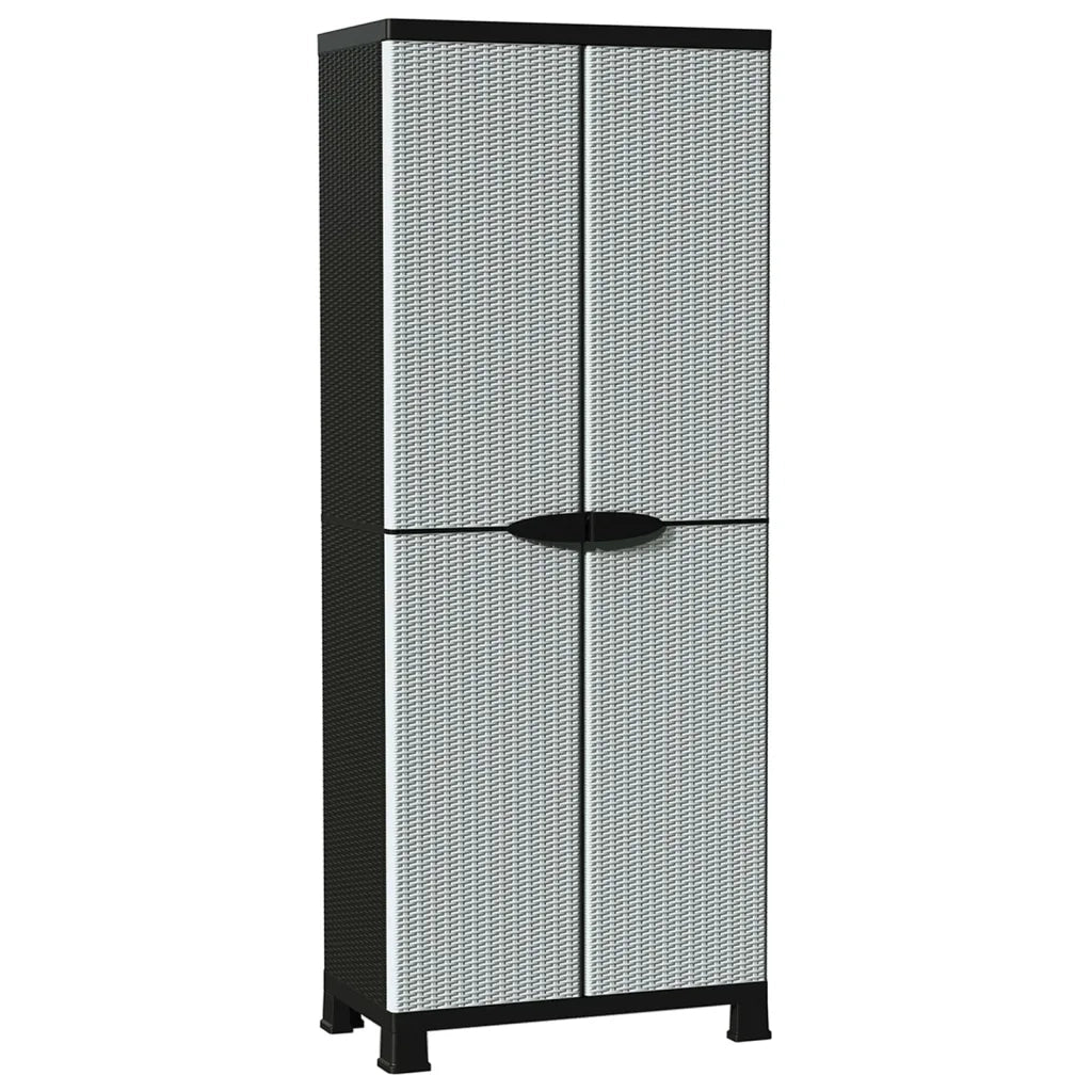 Mobile contenitore compatto in plastica grigia 68 x 39 x 171 cm con ripiani regolabili design moderno 02_0046945