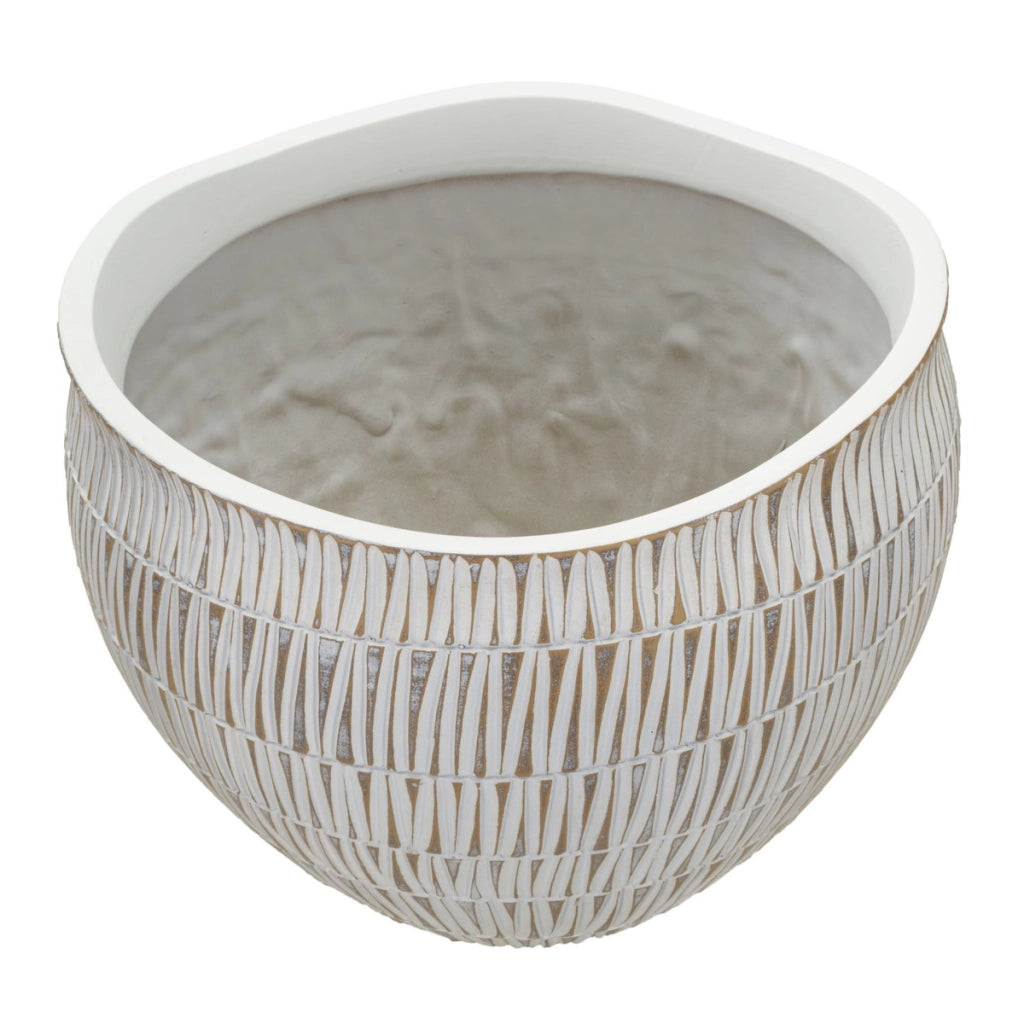 Vaso Decorativo VKH669, Bianco, Poliresina, 30,5x30,5x24,5 cm