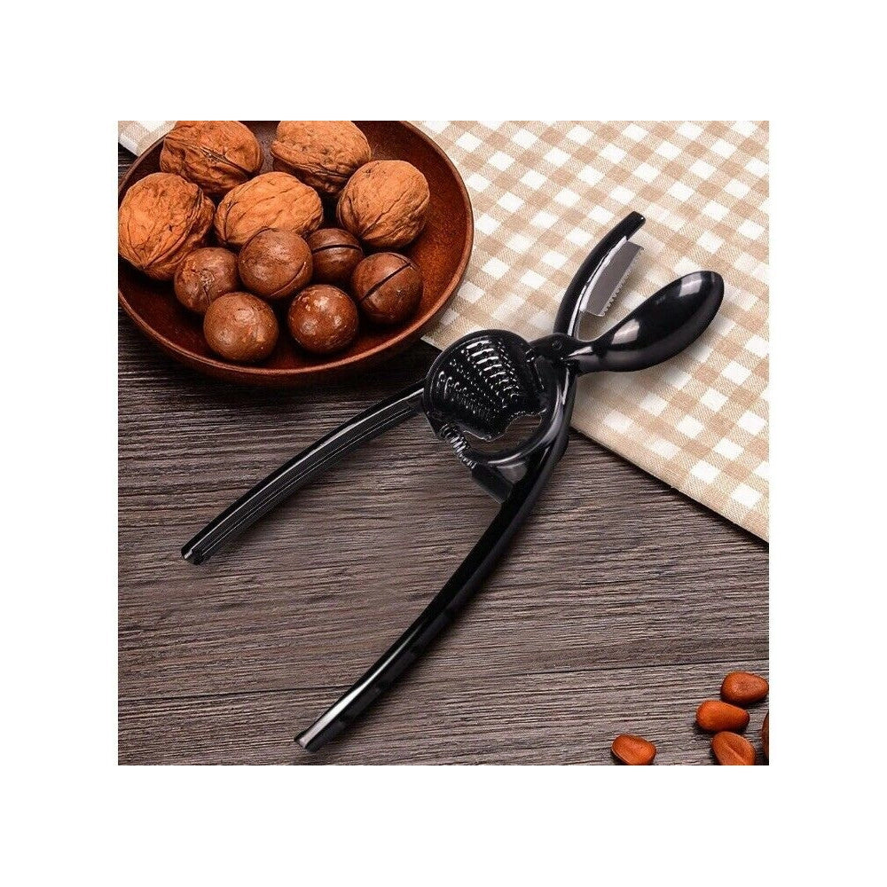 Trade Shop - Schiaccianoci 2 In 1 Apricastagne Multifunzione In Metallo Spacca Castagne Nero -