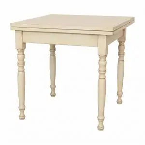 Tavolo in legno allungabile a libro gambe tornite Shabby chic avorio anticato