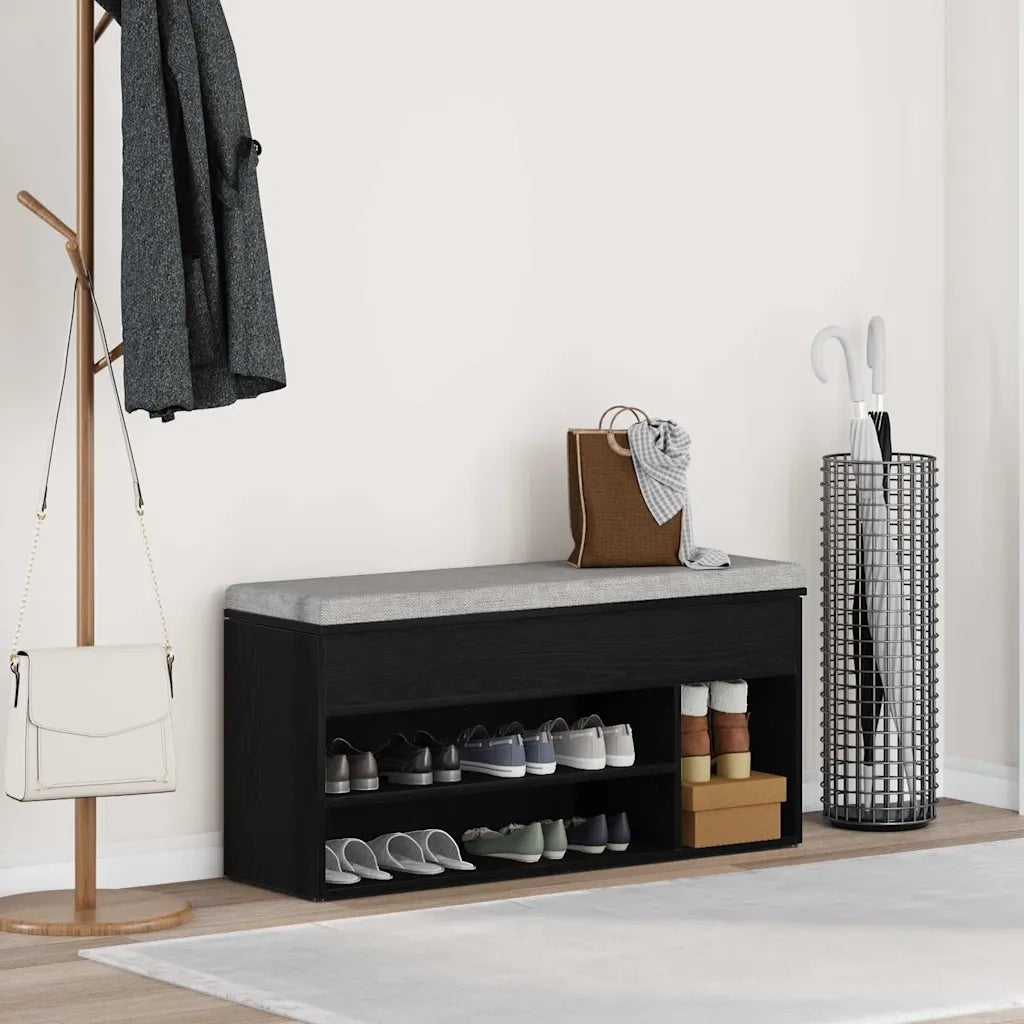 Scarpiera | Mobile per scarpe Rovere Nero 102x30,5x45 cm in Legno Multistrato