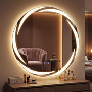 Specchio da Bagno con LED Rotondo 80 cm, Specchio da Parete Retroilluminato Dimmerabile con Vetro Temperato Antideflagrante, Luci a 3 Colori e Antiappannamento, IP44 (80 x 80 cm)