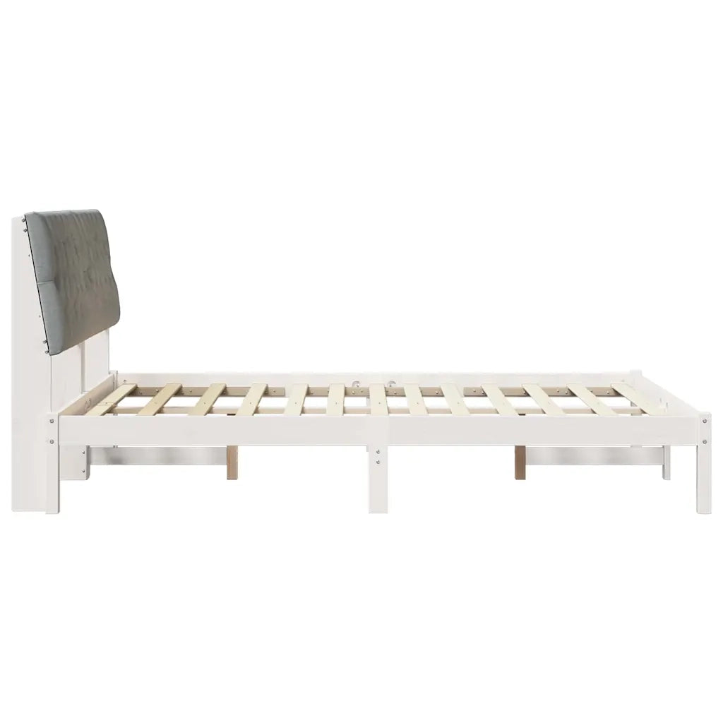 Letto con Testiera Rivestita con testiera Bianco 150 x 200 cm 3394397