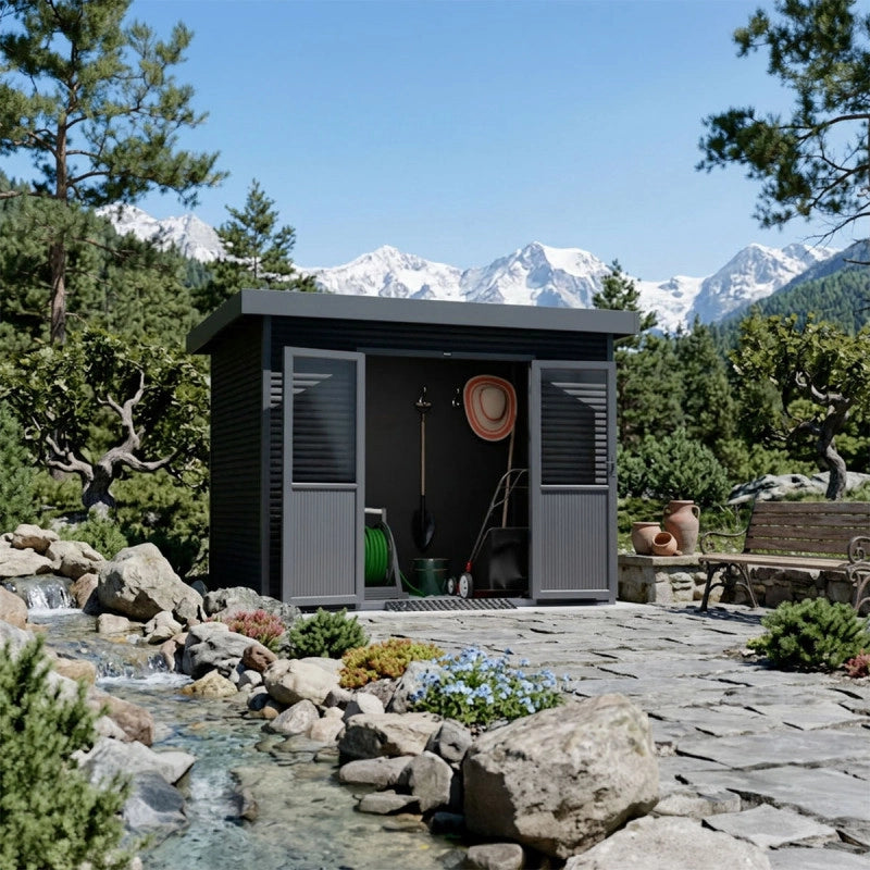 Casetta da giardino in legno composito Onyx 32 - 6m² - Grigio