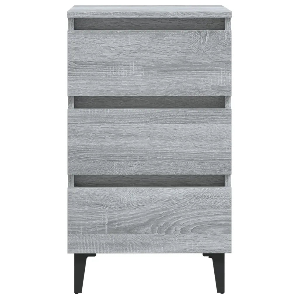 Comodino con Gambe in Metallo Grigio Sonoma 40x35x69 cm cod mxl 30981