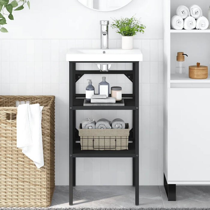 Struttura per Lavabo da Bagno Nera 40x38x83 cm in Ferro 338487