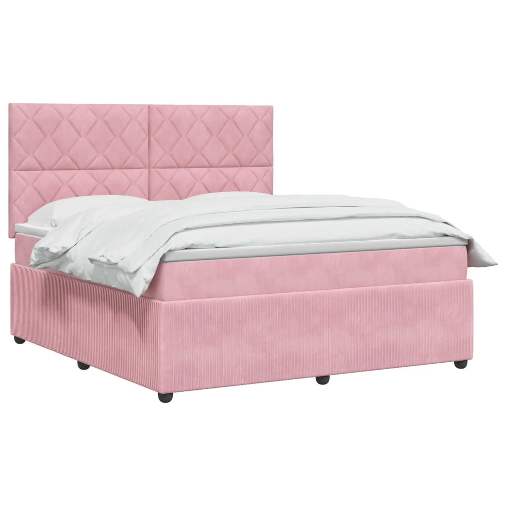 Letto box spring con materasso Rosa 160 x 200 cm Velluto 3454648