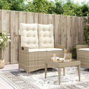Panca Reclinabile da Giardino con Cuscini-Sgabello-Sedia da esterno Beige in Polyrattan 135577
