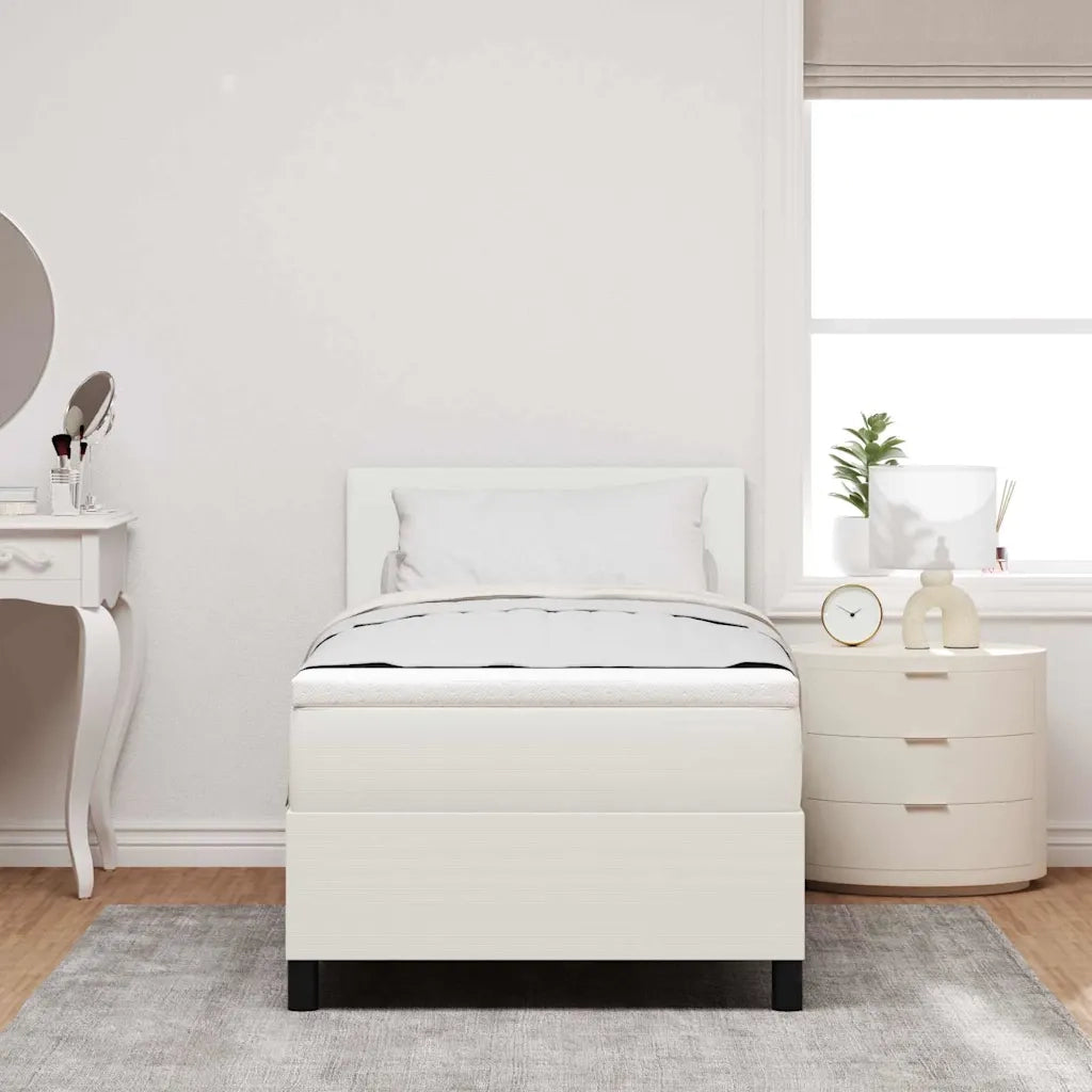 Letto a molle Crema e Bianco 100 x 200 cm Tessuto in Cords 3337501