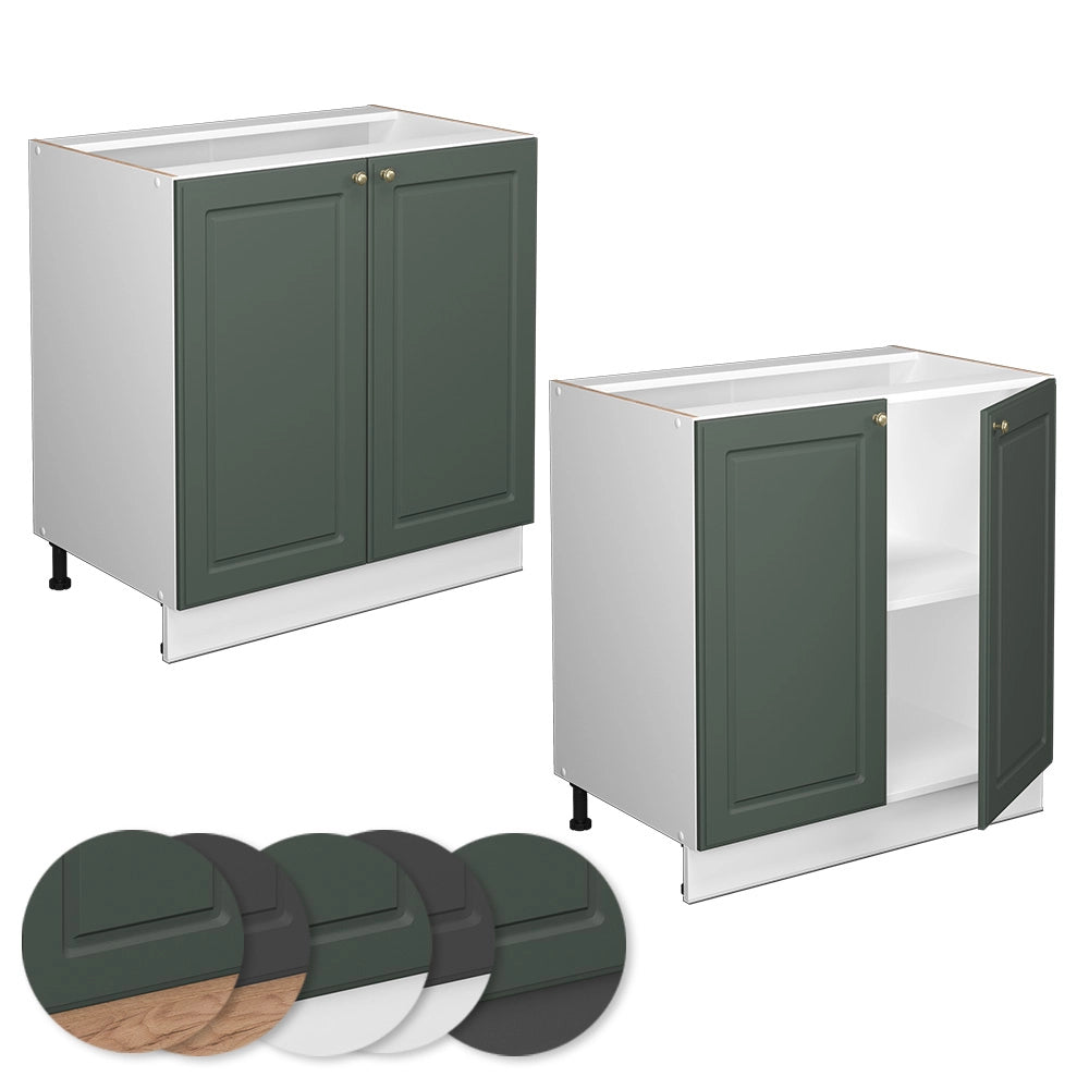 Mobile lavello cucina Fame-Line Verde-oro rustico/Bianco 80 cm con ripiano, senza piano di lavoro Vicco