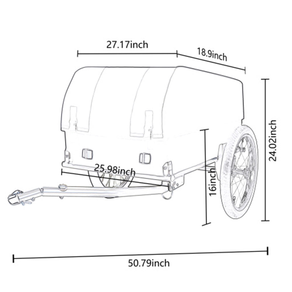 RIMORCHIO BICICLETTA CARGO 69x48x34 cm Acciaio Nero Grigio 40 kg