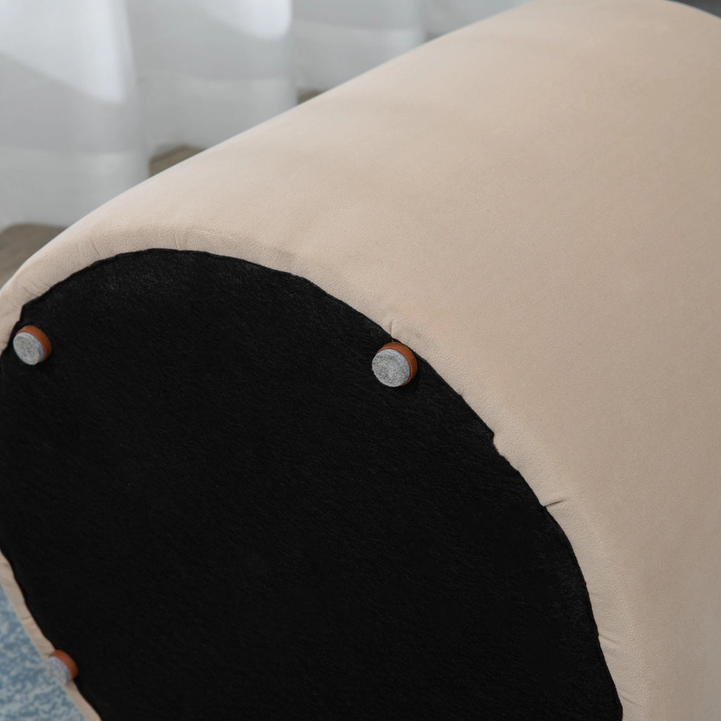 Pouf rotondo imbottito con contenitore e coperchio reversibile Ø44 x 47,5 cm, beige, effetto velluto