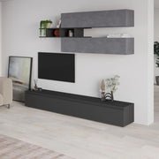 Parete attrezzata cemento e antracite Venus 250x40x206H