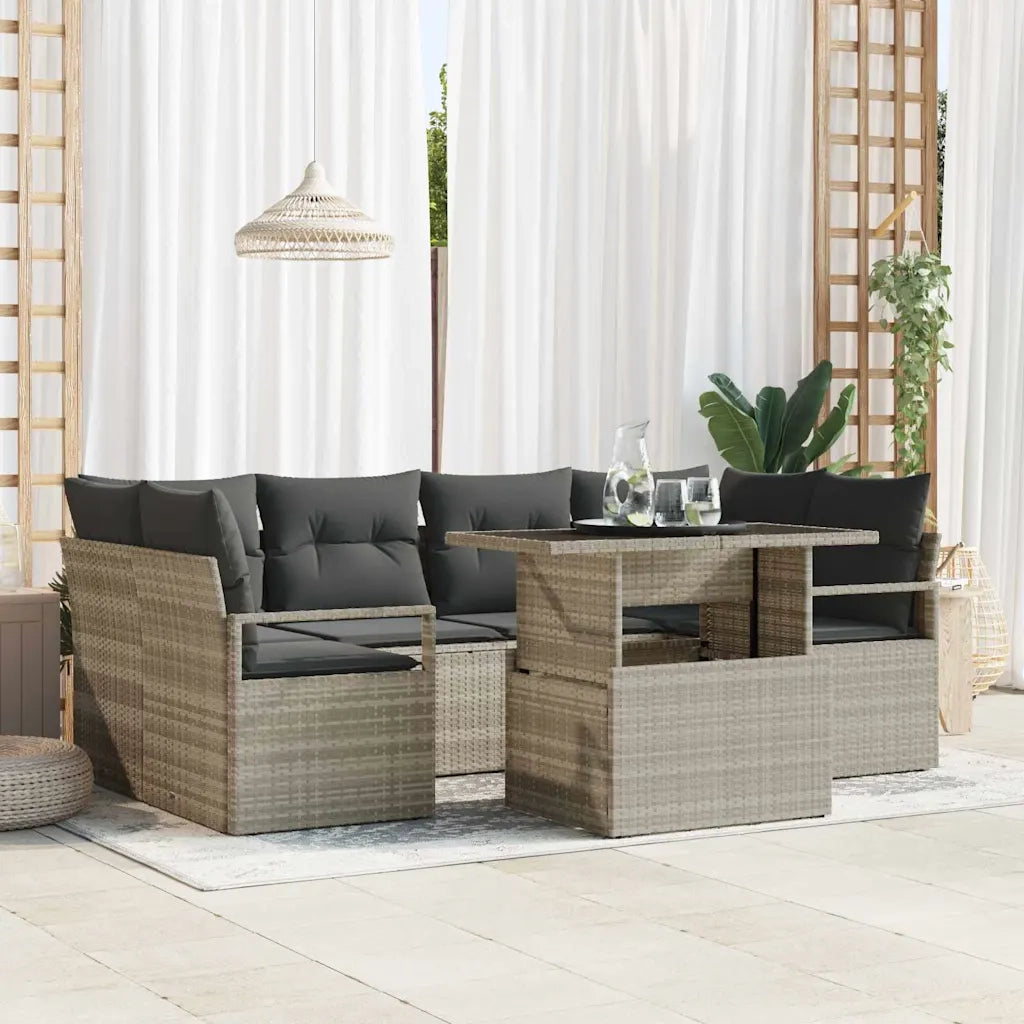 Set Divano da Giardino 7 pcs Grigio chiaro polyrattan 3348758