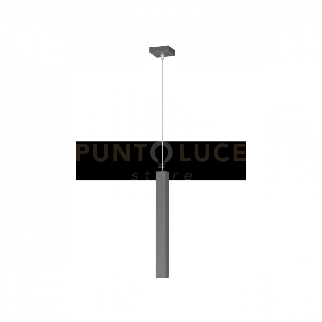 SQUARE TUBE SOSPENSIONE 1 LUCE GRIGIO ANTRACITE CAVO CM.250 CON BASE 1173-S1-GA