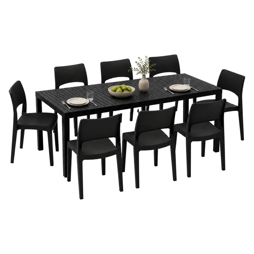 Salottino Outdoor Masiba, set Salotto da Esterno 8 Posti Made in Italy, Nero Antracite
