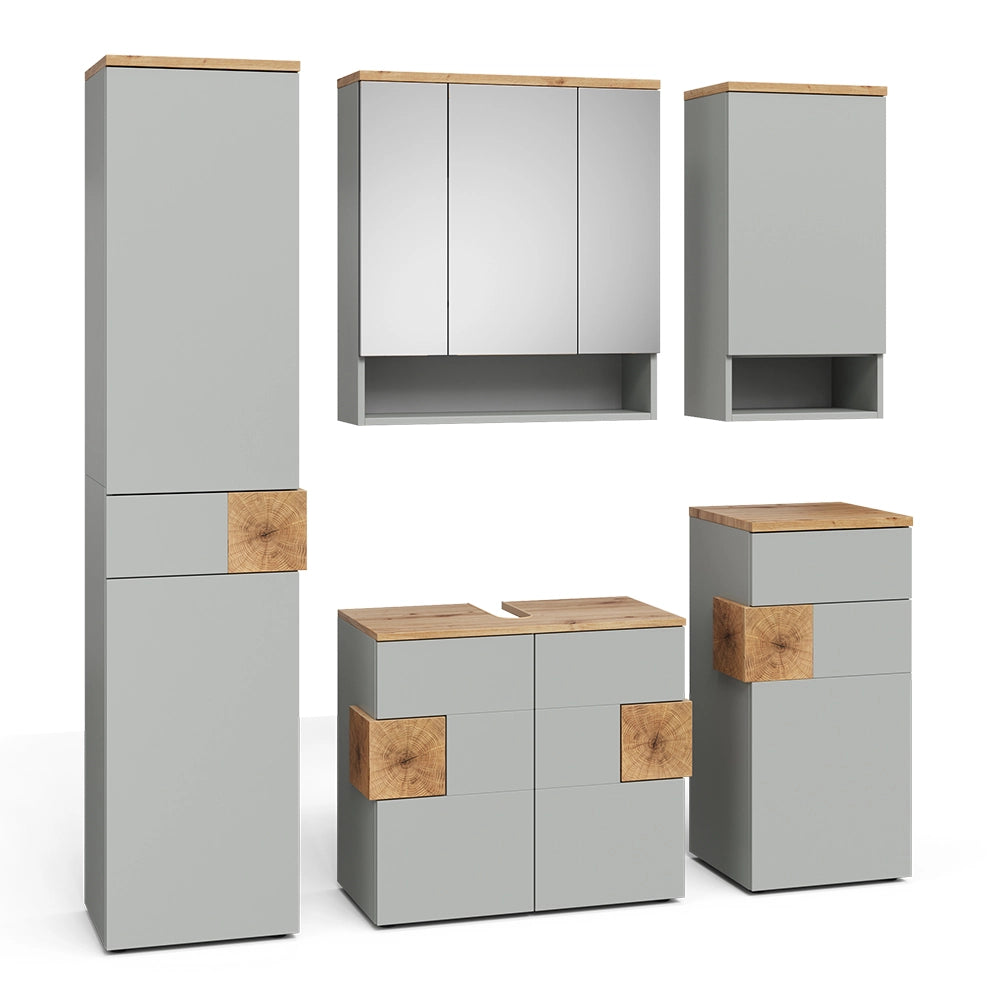Vicco Set di mobili da bagno Grigio/Artisan 5 parti