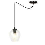 Lampada a sospensione LEVEL in acciaio nero e vetro trasparente