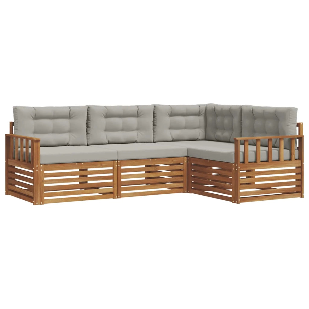 Set di divani da esterno 4 pcs Grigio Naturale e Chiaro