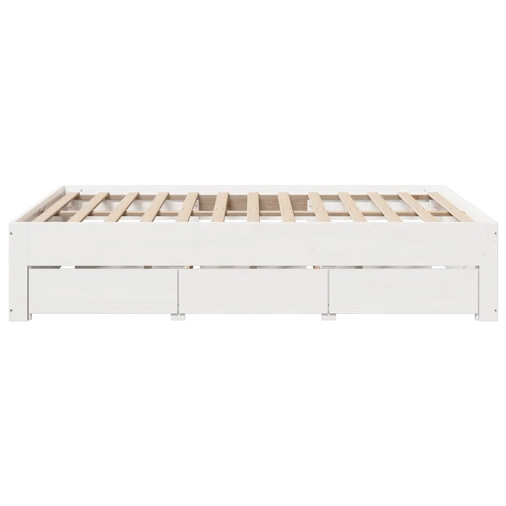 Giroletto senza Materasso con Cassetti Bianco 140x190 cm Pino 3308817